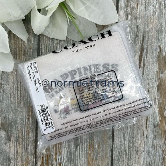 Coach X Peanuts Leather Snap Wallet Bag Purse - Picture 10 of 10